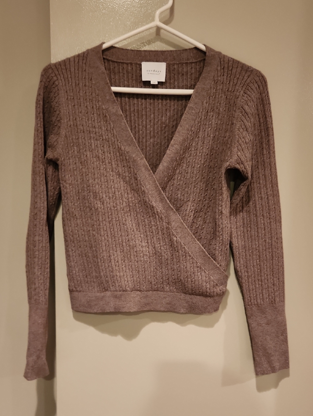 Sundays By Wearsundays Cable Ribbed Wrap Sweater - Taupe